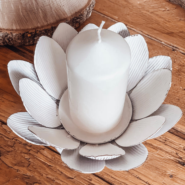 Kerzenhalter Lotusblüte - DekoEule- Onlineshop für Landhausdeko, Deko Landhausstil, Farmhausdeko, Landhausstil Deko