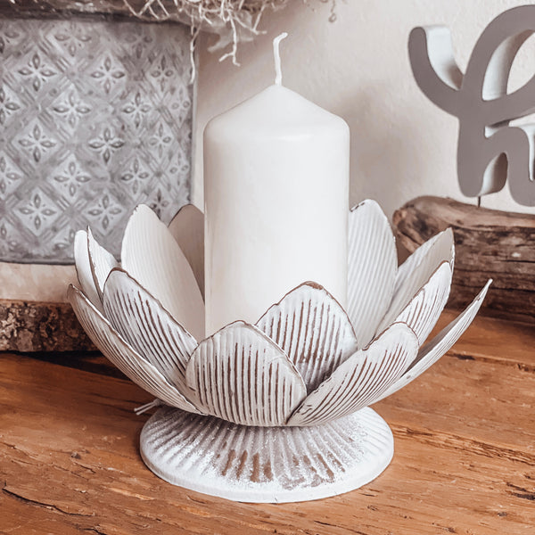 Kerzenhalter Lotusblüte - DekoEule- Onlineshop für Landhausdeko, Deko Landhausstil, Farmhausdeko, Landhausstil Deko