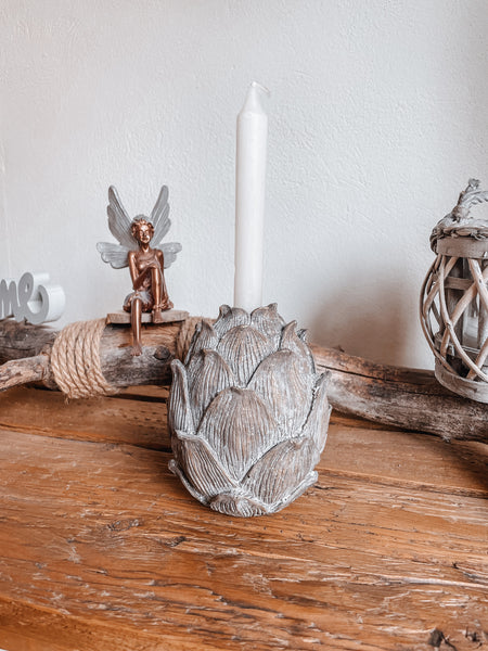 Kerzenhalter Artischocke Natur - DekoEule- Onlineshop für Landhausdeko, Deko Landhausstil, Farmhausdeko, Landhausstil Deko