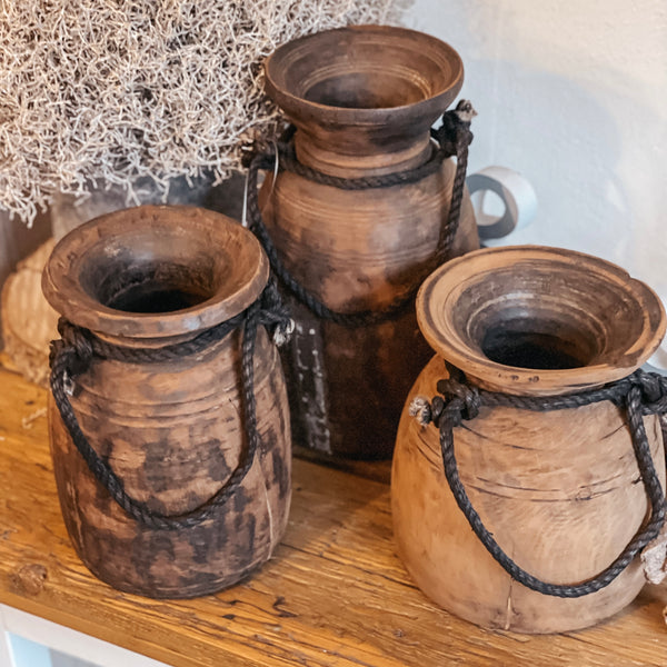 Holzvasen Antik - DekoEule- Onlineshop für Landhausdeko, Deko Landhausstil, Farmhausdeko, Landhausstil Deko
