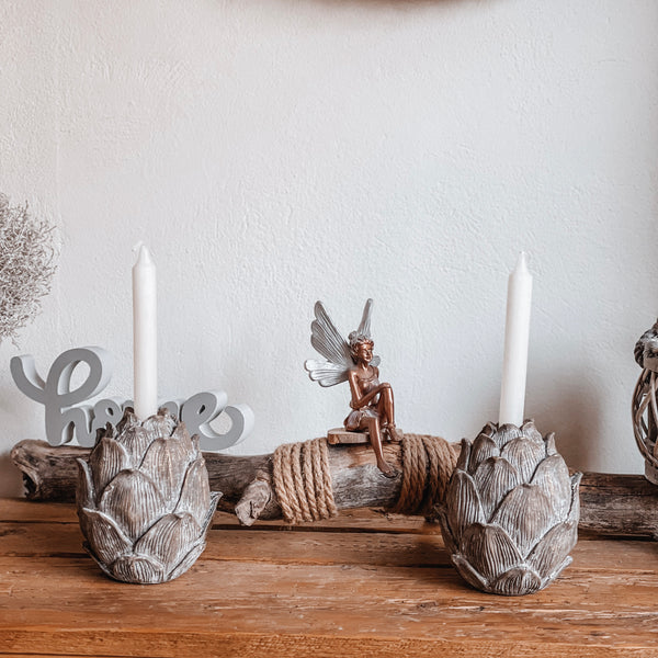 Kerzenhalter Artischocke Natur - DekoEule- Onlineshop für Landhausdeko, Deko Landhausstil, Farmhausdeko, Landhausstil Deko