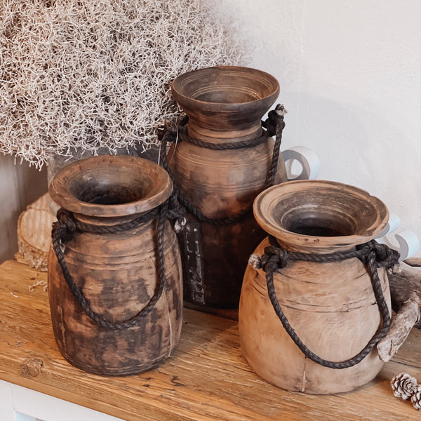 Holzvasen Antik - DekoEule- Onlineshop für Landhausdeko, Deko Landhausstil, Farmhausdeko, Landhausstil Deko