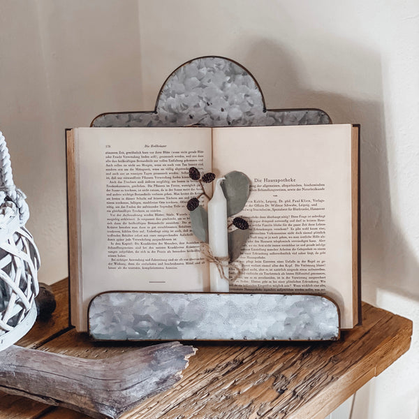 Buchhalter aus Zink - DekoEule- Onlineshop für Landhausdeko, Deko Landhausstil, Farmhausdeko, Landhausstil Deko