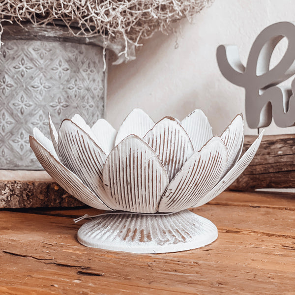 Kerzenhalter Lotusblüte - DekoEule- Onlineshop für Landhausdeko, Deko Landhausstil, Farmhausdeko, Landhausstil Deko
