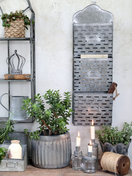Magazinhalter Zink - DekoEule- Onlineshop für Landhausdeko, Deko Landhausstil, Farmhausdeko, Landhausstil Deko