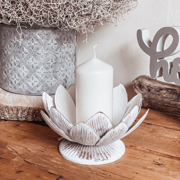 Kerzenhalter Lotusblüte - DekoEule- Onlineshop für Landhausdeko, Deko Landhausstil, Farmhausdeko, Landhausstil Deko