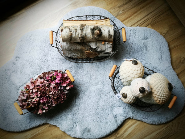 Metallkorb mit festem Holzgriff - DekoEule- Onlineshop für Landhausdeko, Deko Landhausstil, Farmhausdeko, Landhausstil Deko