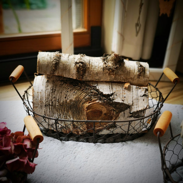 Metallkorb mit festem Holzgriff - DekoEule- Onlineshop für Landhausdeko, Deko Landhausstil, Farmhausdeko, Landhausstil Deko