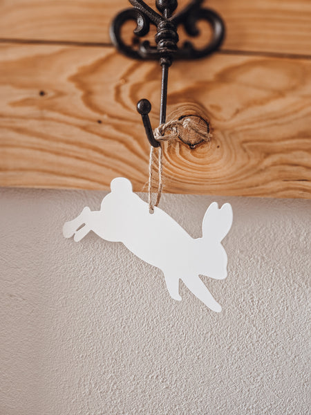 Anhänger Hasen weiß - DekoEule- Onlineshop für Landhausdeko, Deko Landhausstil, Farmhausdeko, Landhausstil Deko