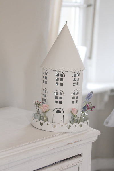 Vogelhaus-Laterne mit Fläschchen - DekoEule- Onlineshop für Landhausdeko, Deko Landhausstil, Farmhausdeko, Landhausstil Deko