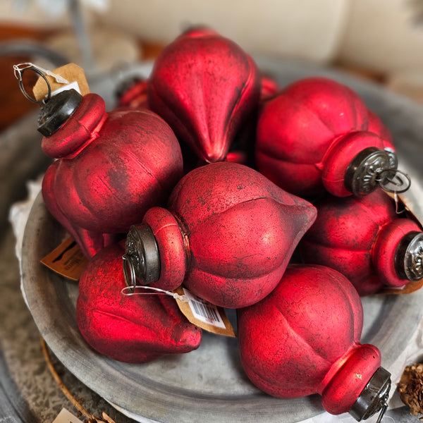 Weihnachtsbaumkugel in Zapfenform -rot- - DekoEule- Onlineshop für Landhausdeko, Deko Landhausstil, Farmhausdeko, Landhausstil Deko