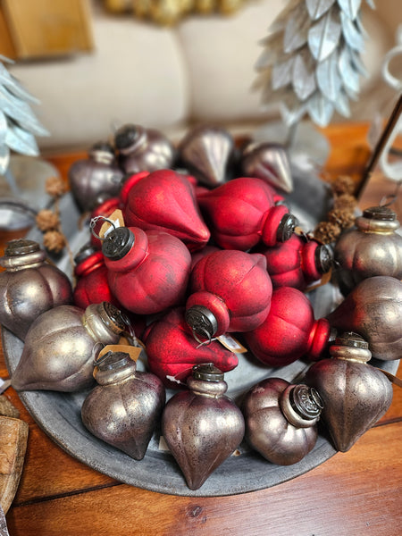 Weihnachtsbaumkugel Zapfenform - antikgrau-