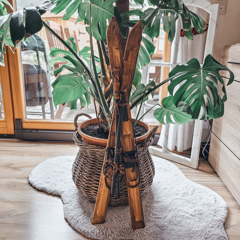 Vintage Ski mit Skistöckern