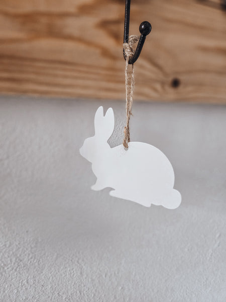 Anhänger Hasen weiß - DekoEule- Onlineshop für Landhausdeko, Deko Landhausstil, Farmhausdeko, Landhausstil Deko