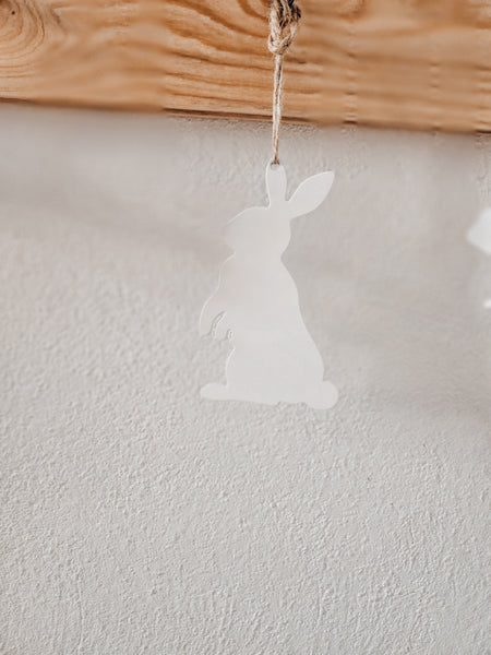 Anhänger Hasen weiß - DekoEule- Onlineshop für Landhausdeko, Deko Landhausstil, Farmhausdeko, Landhausstil Deko