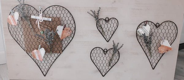 Dekoherzen 4 er Set - DekoEule- Onlineshop für Landhausdeko, Deko Landhausstil, Farmhausdeko, Landhausstil Deko