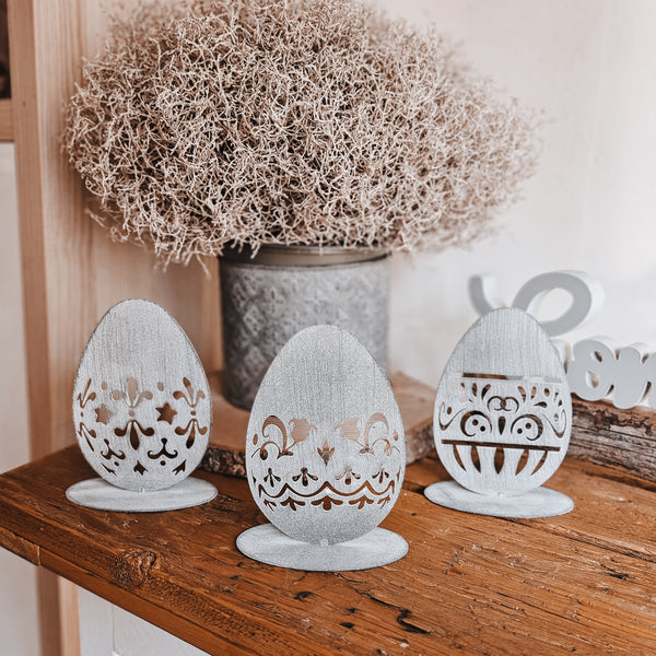 Ostereier mit Muster - DekoEule- Onlineshop für Landhausdeko, Deko Landhausstil, Farmhausdeko, Landhausstil Deko
