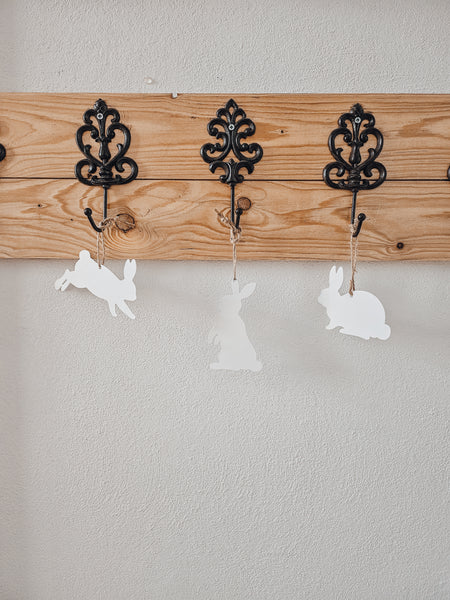 Anhänger Hasen weiß - DekoEule- Onlineshop für Landhausdeko, Deko Landhausstil, Farmhausdeko, Landhausstil Deko