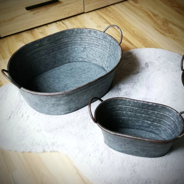 Zinkwanne, Metallwanne - DekoEule- Onlineshop für Landhausdeko, Deko Landhausstil, Farmhausdeko, Landhausstil Deko