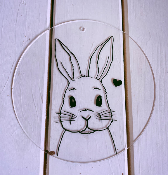 Scheibe mit Hase - DekoEule- Onlineshop für Landhausdeko, Deko Landhausstil, Farmhausdeko, Landhausstil Deko