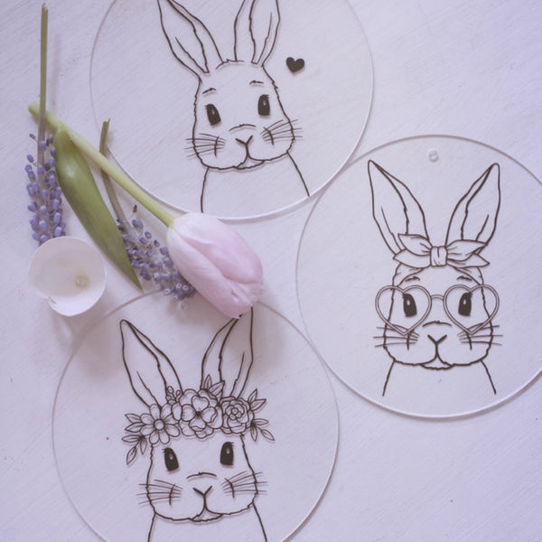 Scheibe mit Hase - DekoEule- Onlineshop für Landhausdeko, Deko Landhausstil, Farmhausdeko, Landhausstil Deko
