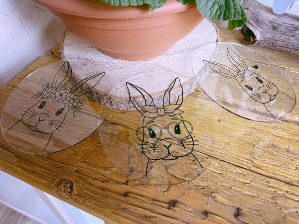Scheibe mit Hase - DekoEule- Onlineshop für Landhausdeko, Deko Landhausstil, Farmhausdeko, Landhausstil Deko